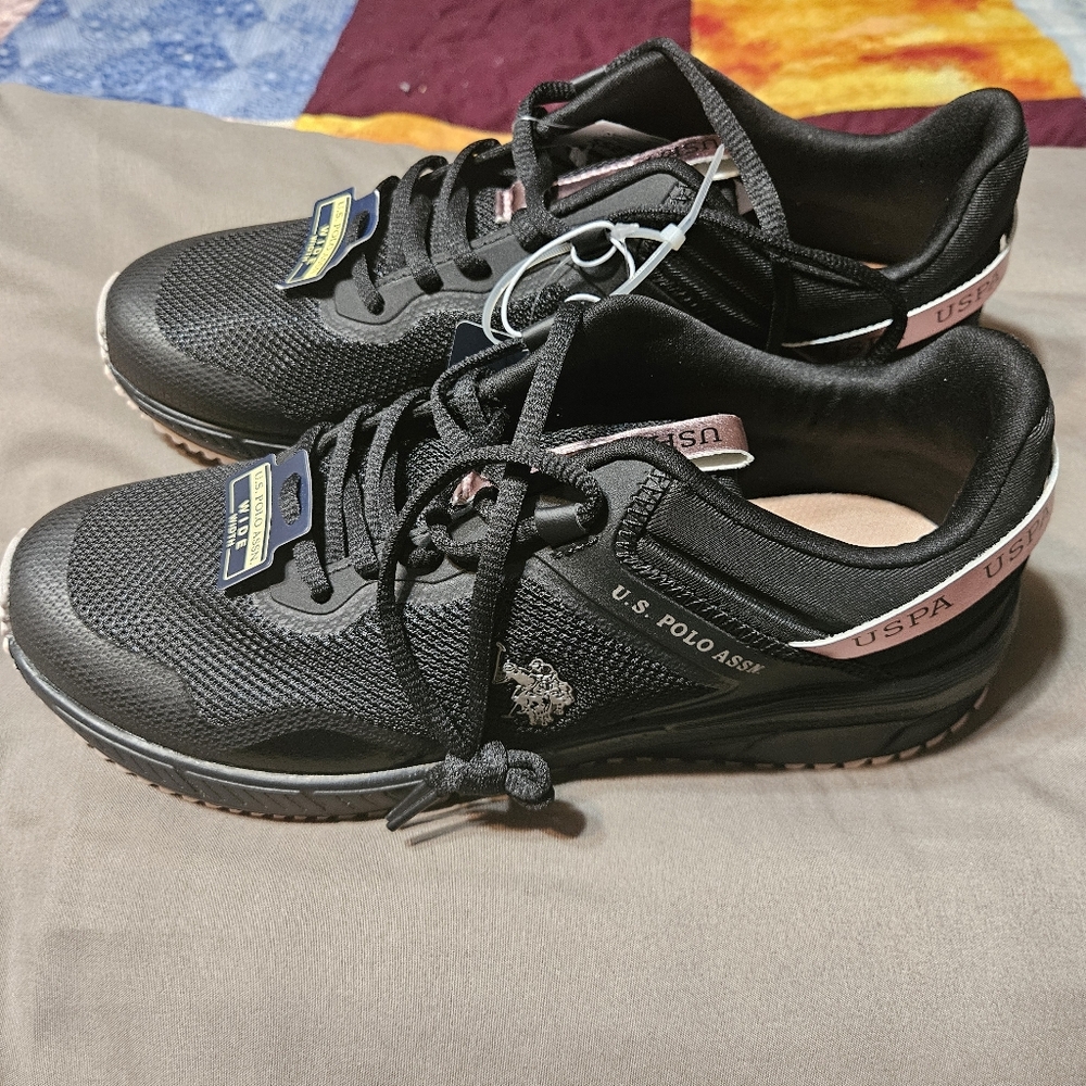 U.S. Polo Assn. Black Sneakers with Pink Highlights